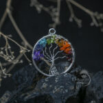 7 chakra round Pendent with Tree of life